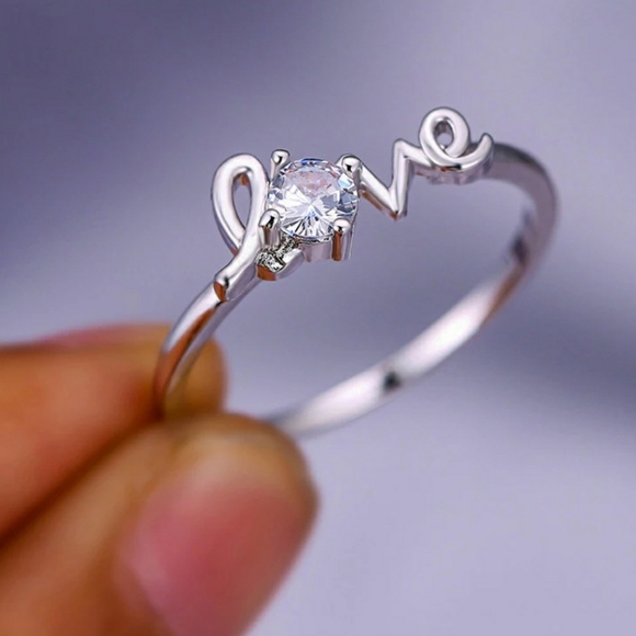 CUBIC ZIRCONIA LOVE RING - Picture 5 of 5